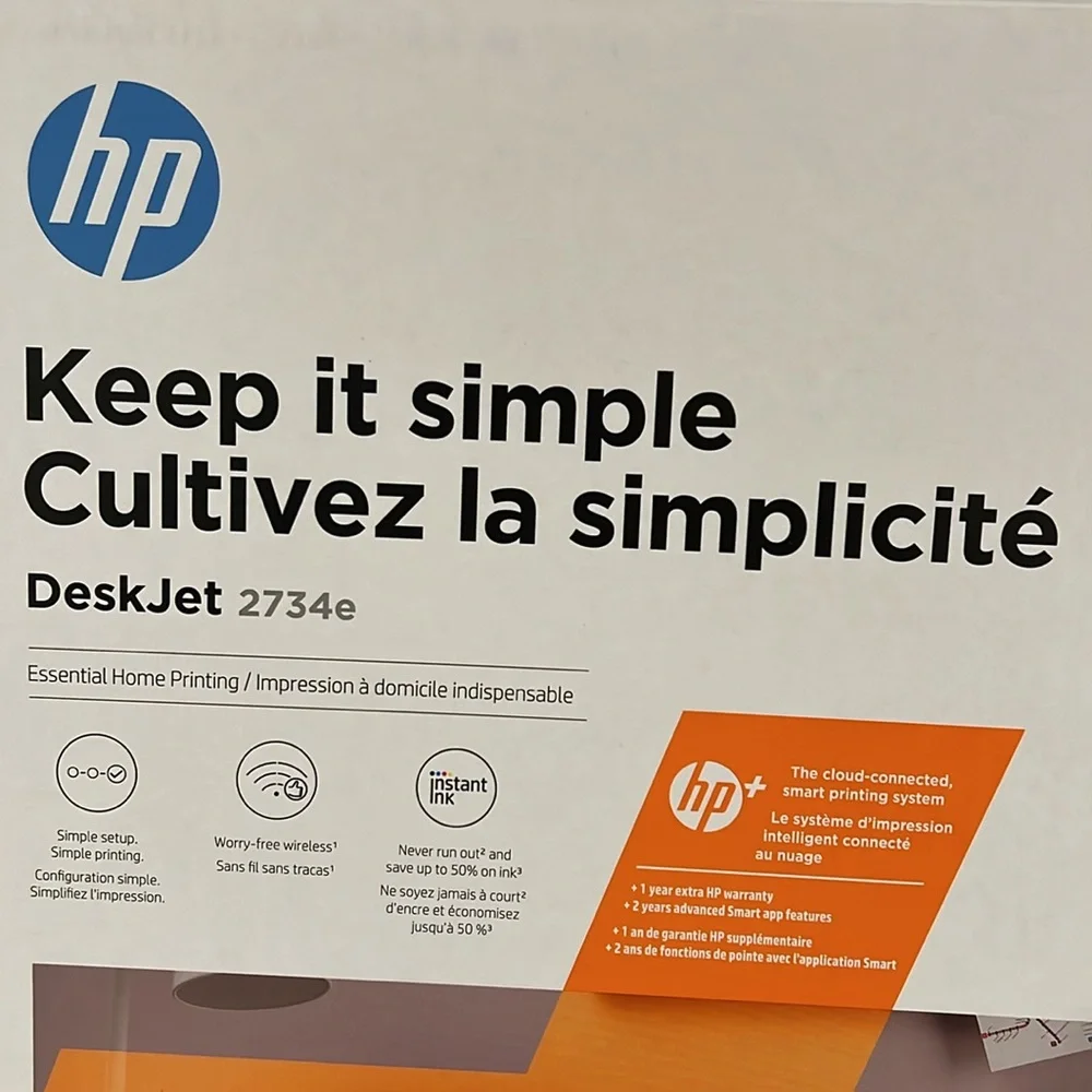 New HP DeskJet 2734e color wireless printer